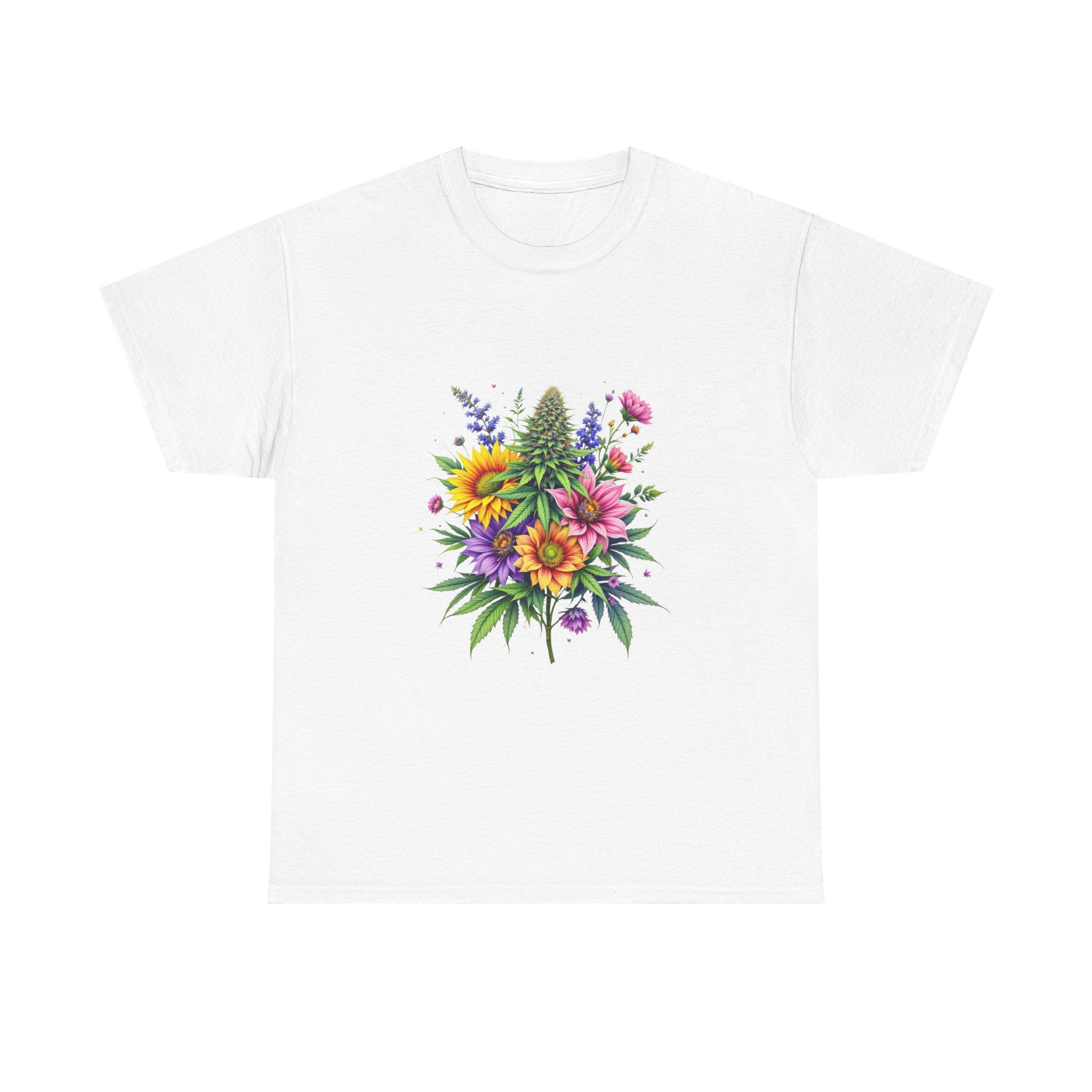 Floral Unisex Heavy Cotton Tee, Gift for Her, Casual Wear, Summer Fashion, Vibrant Design, Nature Lover