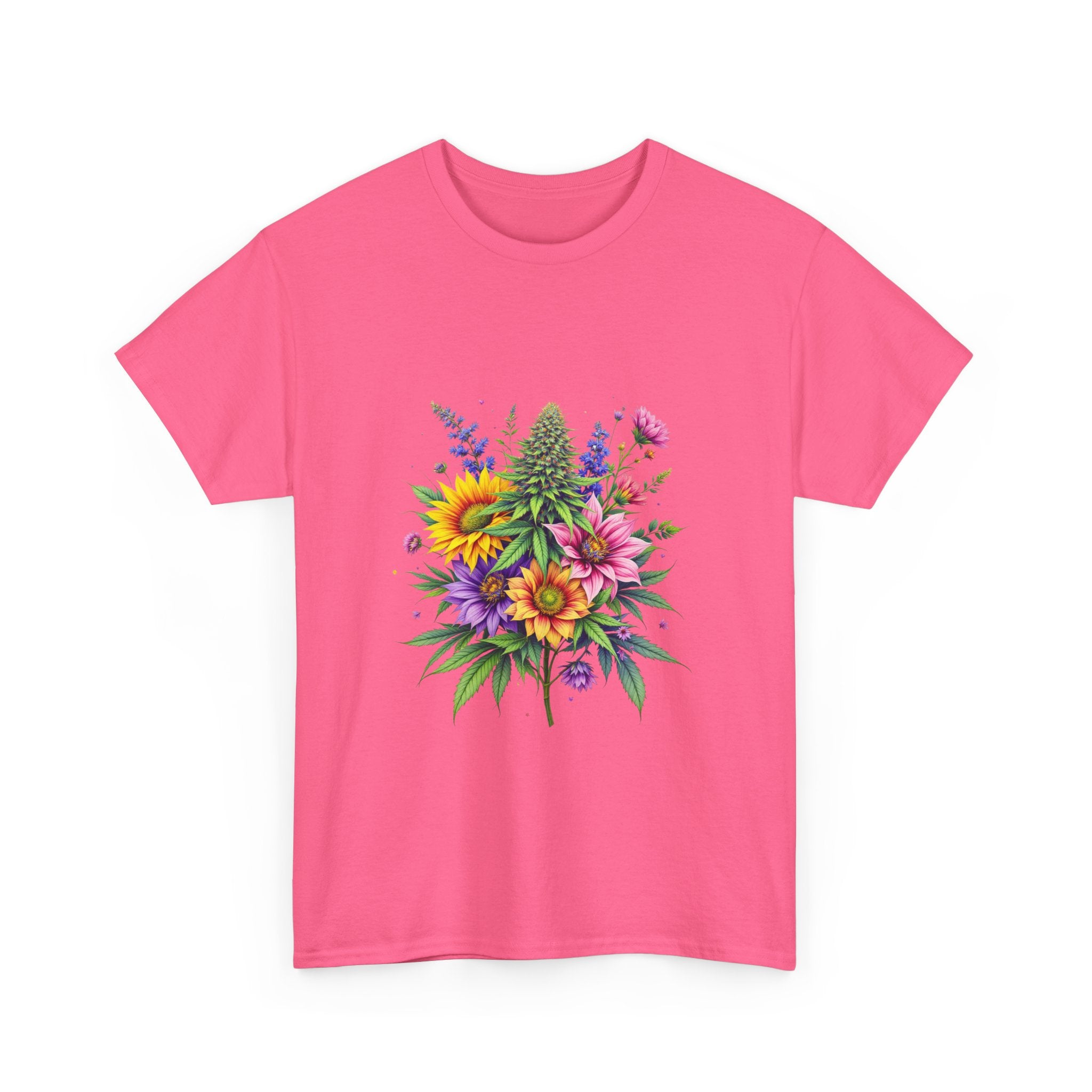 Floral Unisex Heavy Cotton Tee, Gift for Her, Casual Wear, Summer Fashion, Vibrant Design, Nature Lover