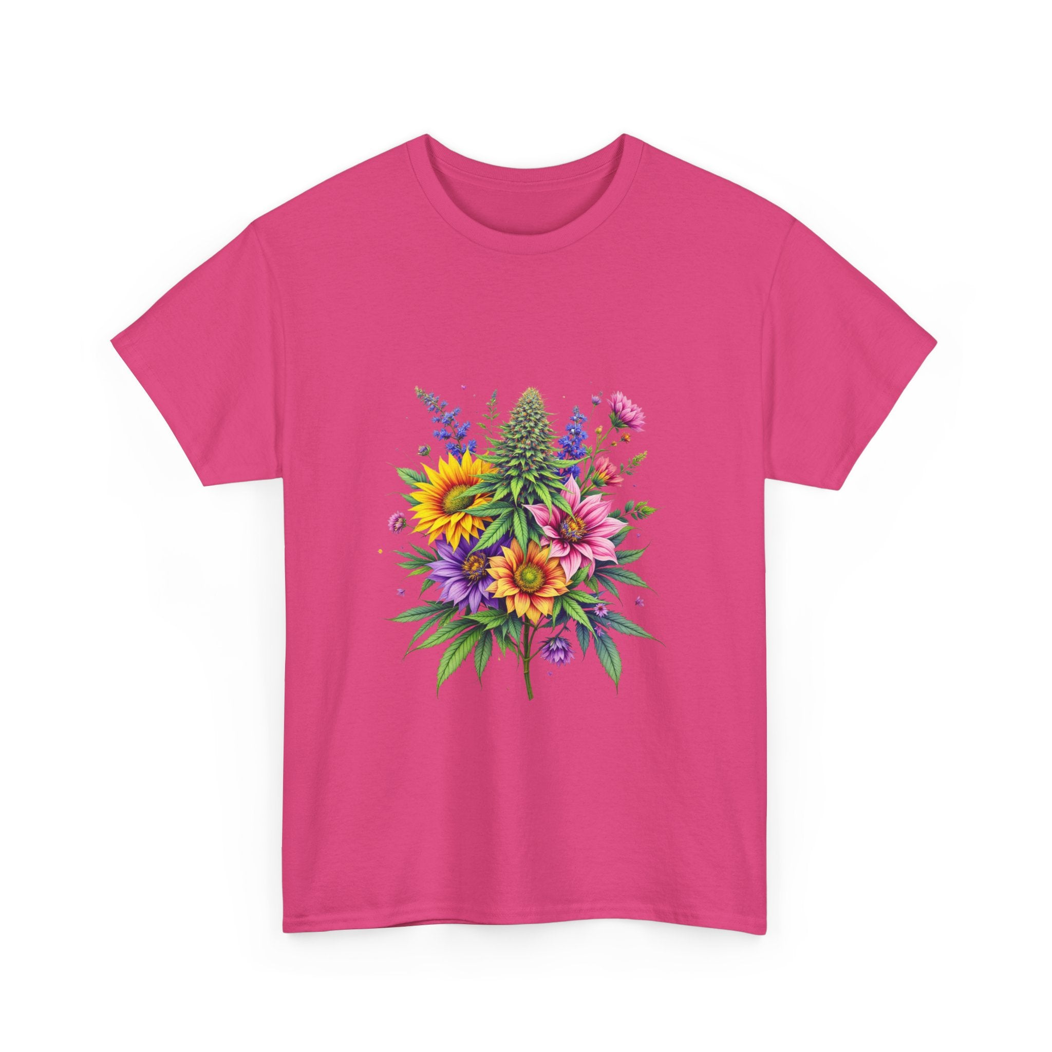Floral Unisex Heavy Cotton Tee, Gift for Her, Casual Wear, Summer Fashion, Vibrant Design, Nature Lover