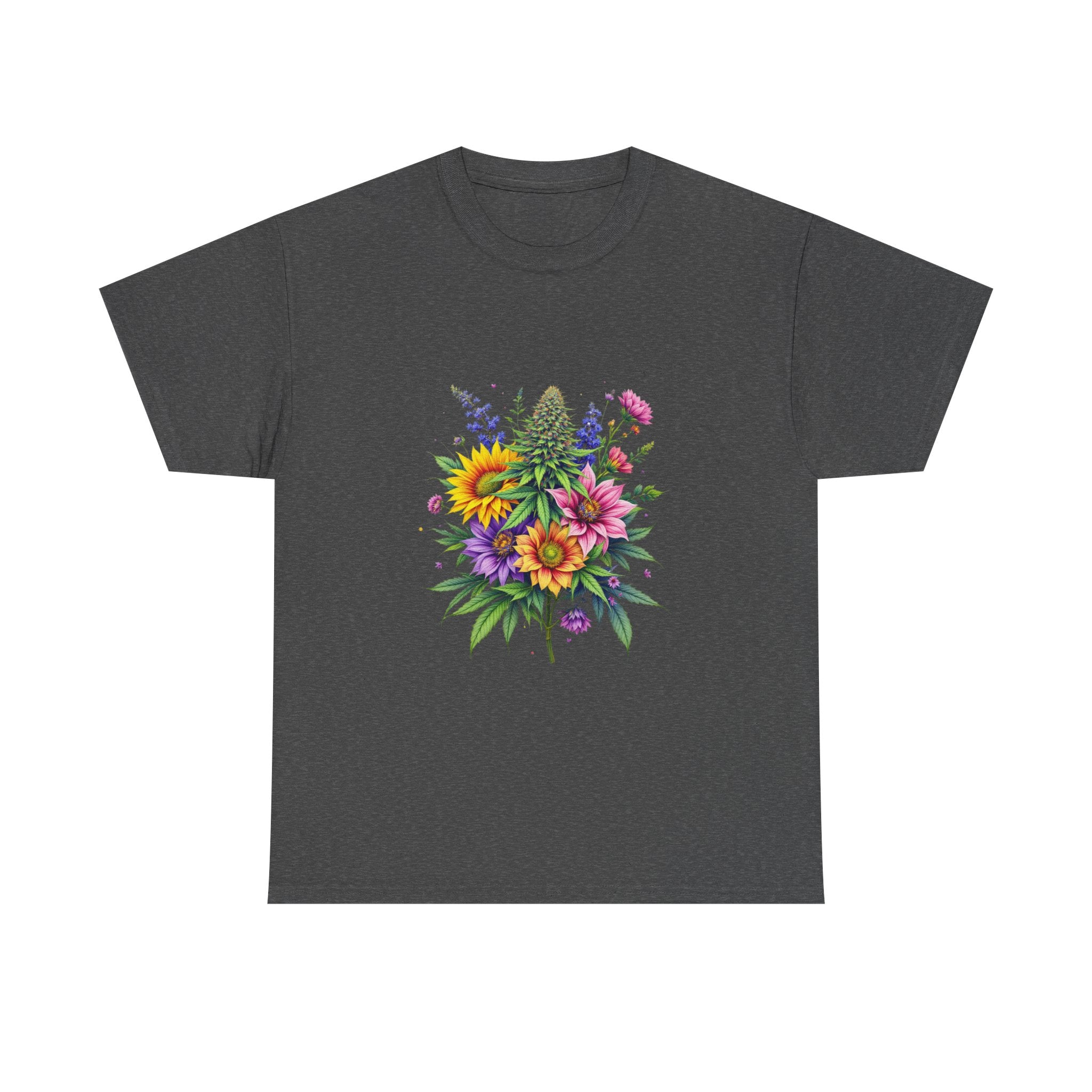 Floral Unisex Heavy Cotton Tee, Gift for Her, Casual Wear, Summer Fashion, Vibrant Design, Nature Lover