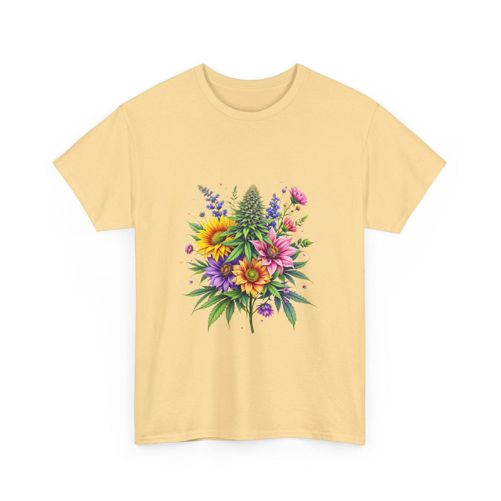 Floral Unisex Heavy Cotton Tee, Gift for Her, Casual Wear, Summer Fashion, Vibrant Design, Nature Lover