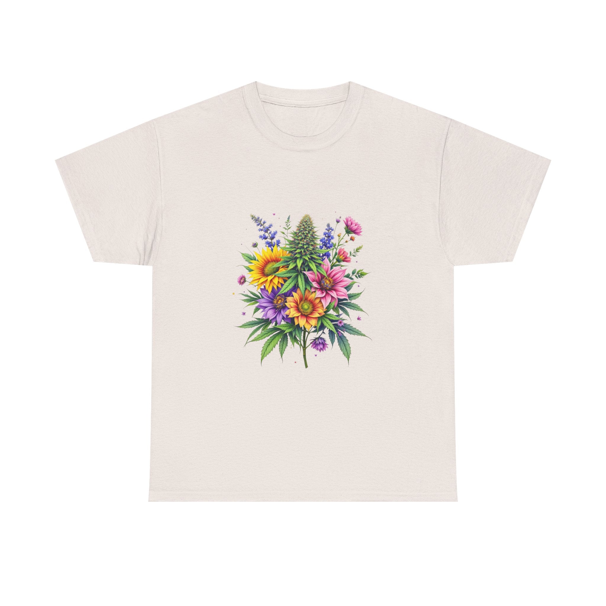 Floral Unisex Heavy Cotton Tee, Gift for Her, Casual Wear, Summer Fashion, Vibrant Design, Nature Lover