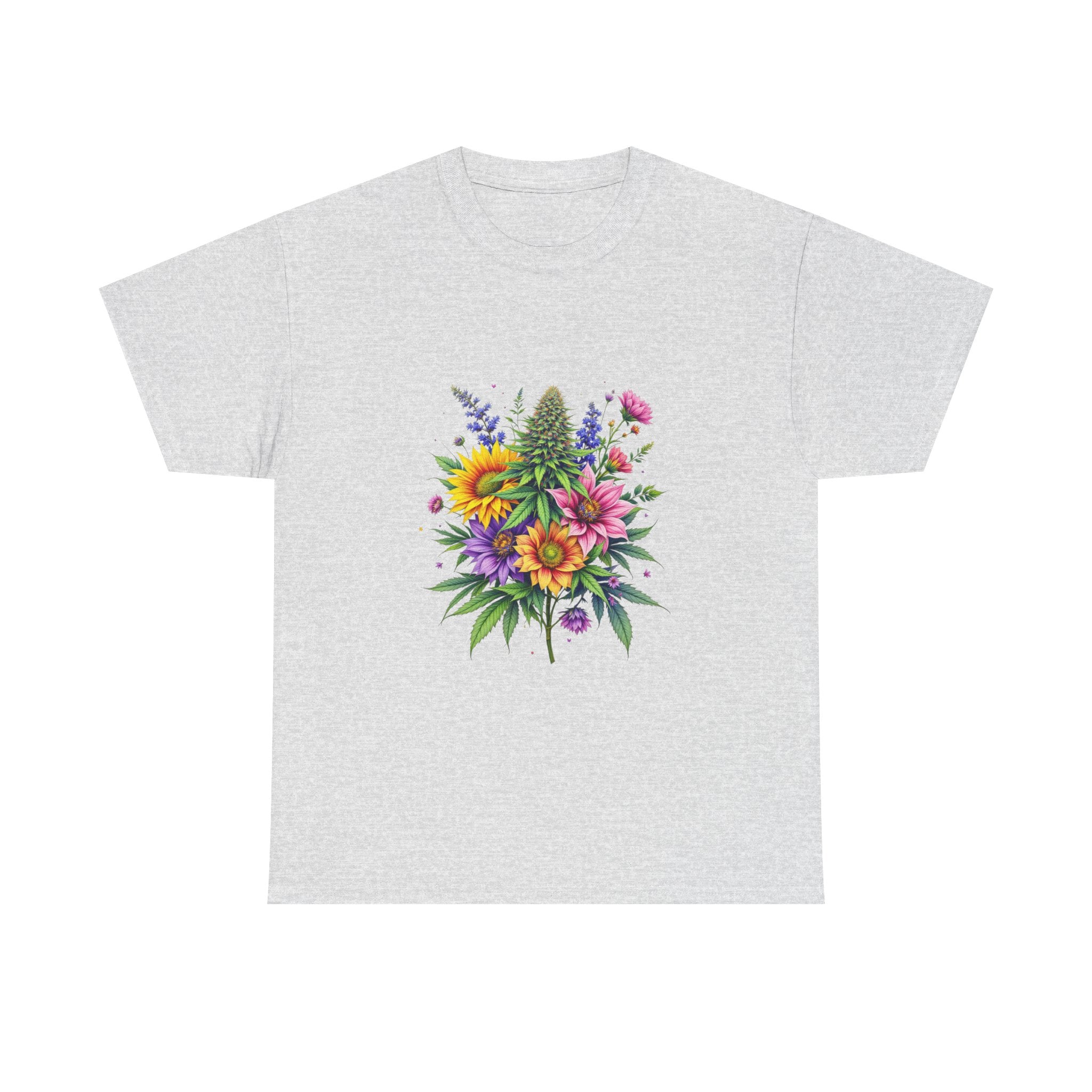 Floral Unisex Heavy Cotton Tee, Gift for Her, Casual Wear, Summer Fashion, Vibrant Design, Nature Lover