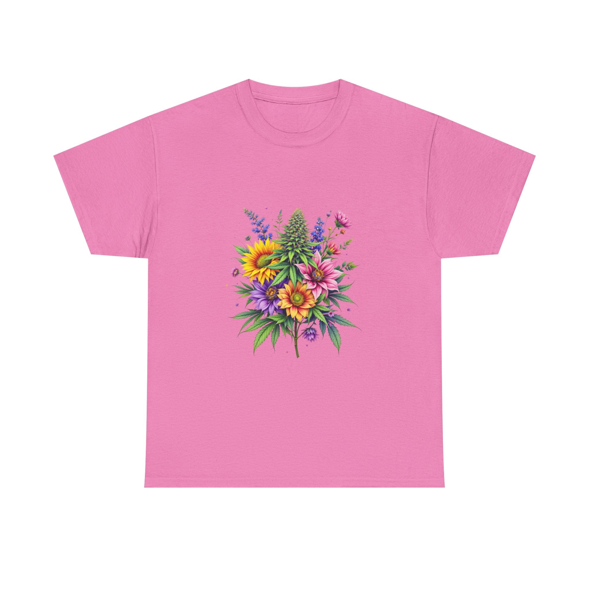 Floral Unisex Heavy Cotton Tee, Gift for Her, Casual Wear, Summer Fashion, Vibrant Design, Nature Lover