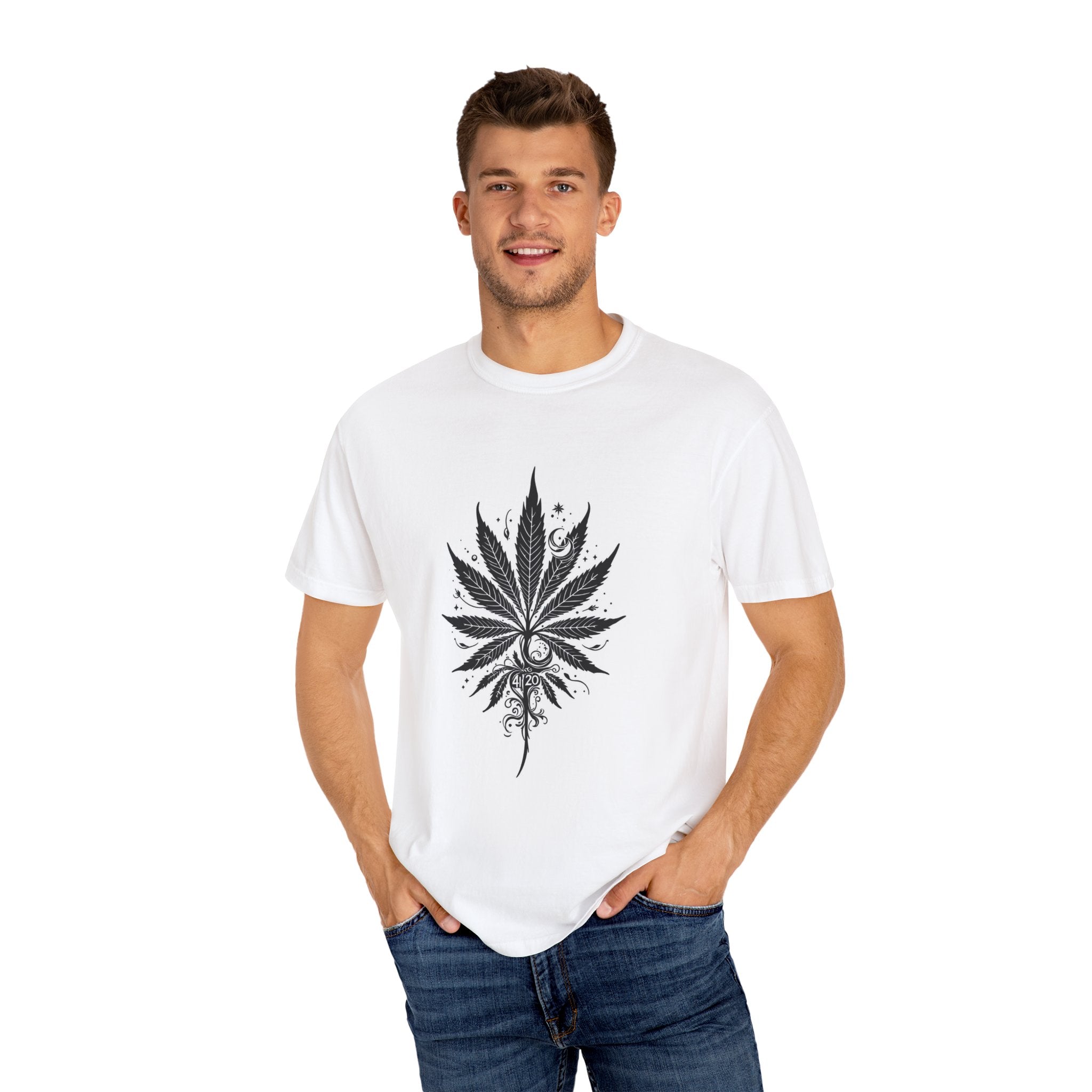 Bohemian Leaf T-Shirt - Unisex Garment-Dyed Tee, Eco-Friendly Fashion, Yoga Attire, Gift for Nature Lovers, Festival Wear