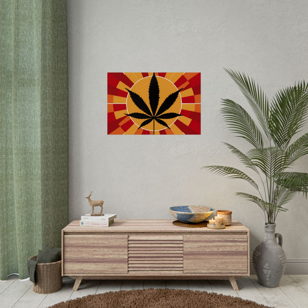 Vibrant Cannabis Art Print, Bold Wall Decor, Retro Aesthetic, Perfect for Home, Gift for Stoners!
