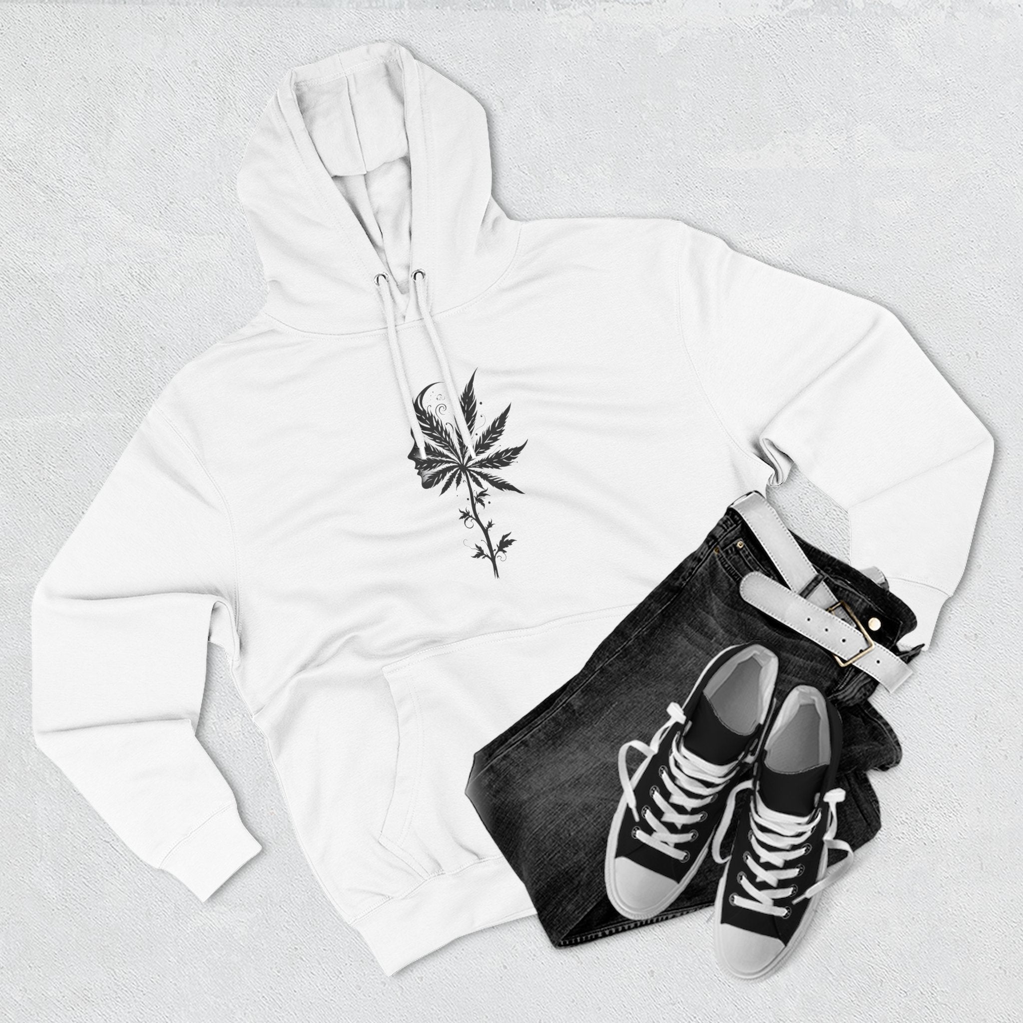 Chic Weed Leaf Fleece Hoodie, Cozy Urban Hoodie, Casual Sweatshirt, Perfect for Gatherings, Nature Lovers Gift, Fall Fashion