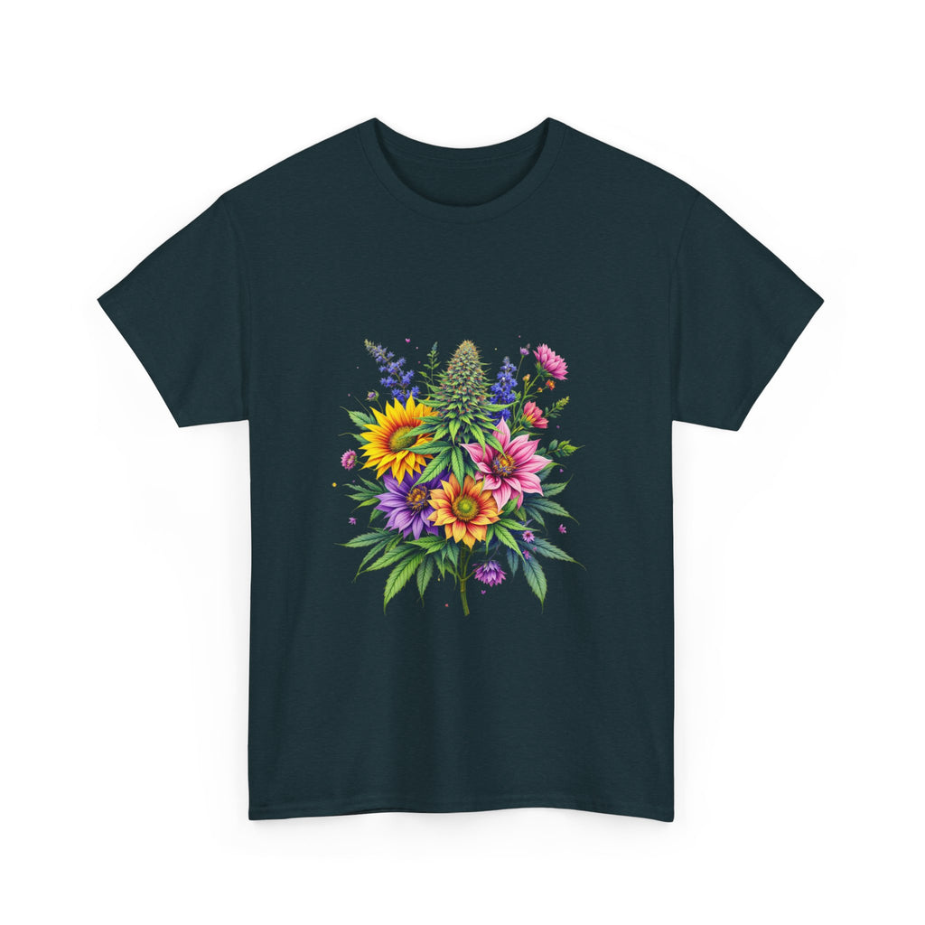 Floral Unisex Heavy Cotton Tee, Gift for Her, Casual Wear, Summer Fashion, Vibrant Design, Nature Lover