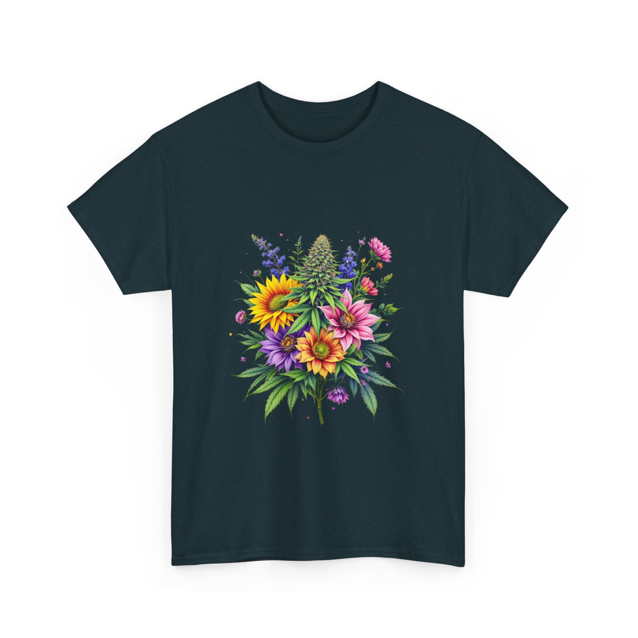 Floral Unisex Heavy Cotton Tee, Gift for Her, Casual Wear, Summer Fashion, Vibrant Design, Nature Lover
