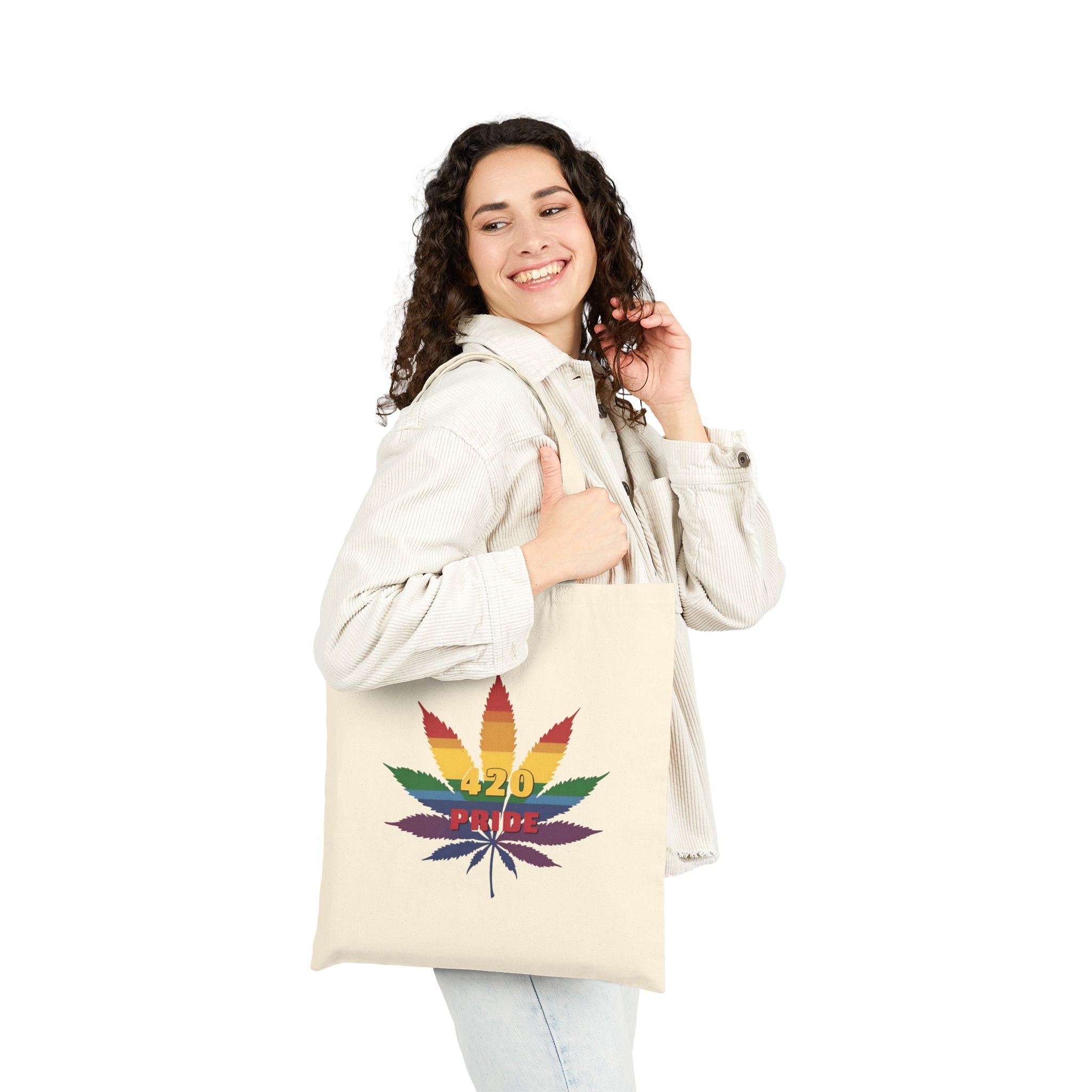 Pride 420 Cannabis Tote Bag, Eco-Friendly Market Bag, LGBTQ+ Accessory, Reusable Shopping Tote, Gift for Flower Enthusiasts