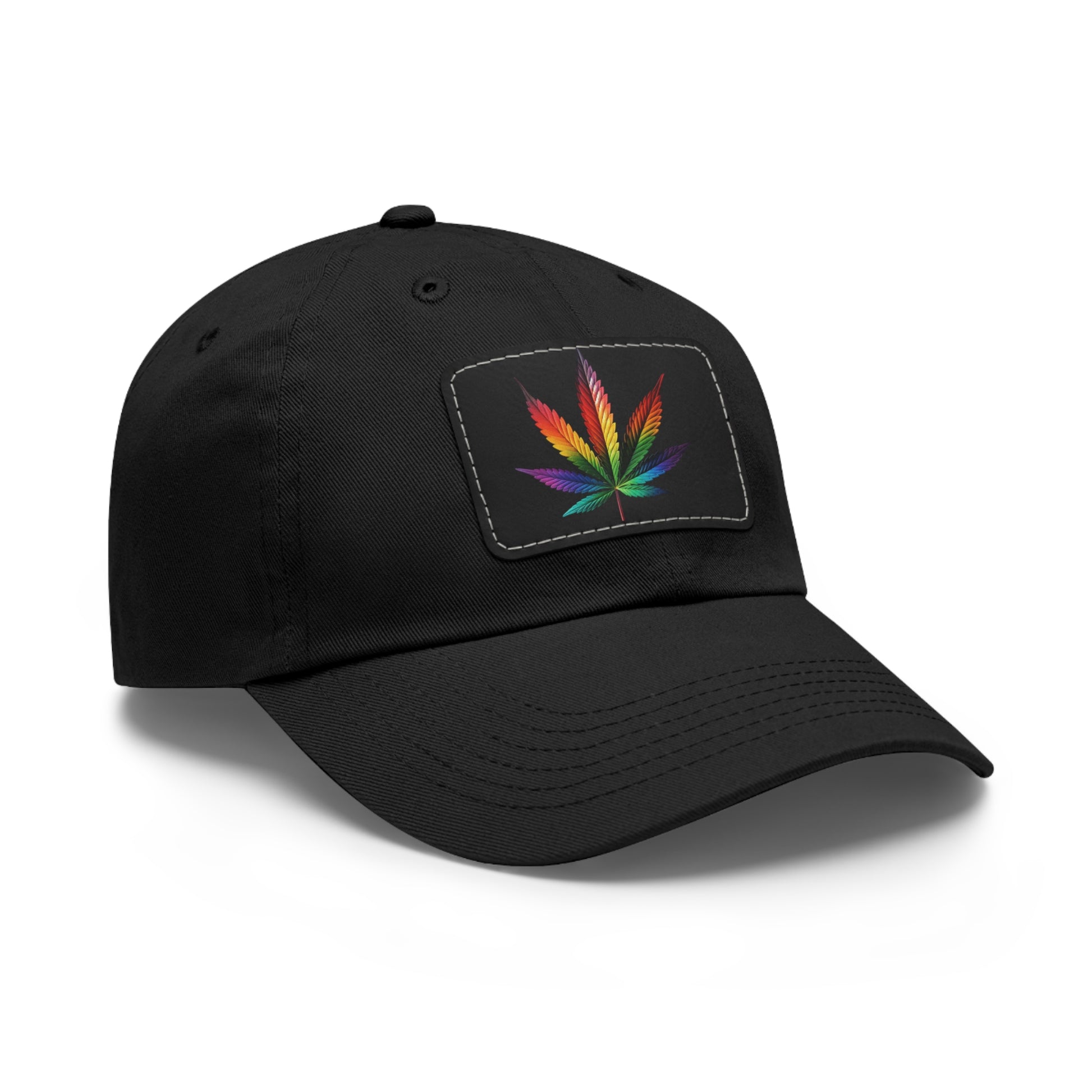 Colorful Leaf Dad Hat with Leather Patch, Trendy Cap for Dads, Casual Outdoor Hat, Birthday Gift for Him, Adjustable Summer Hat