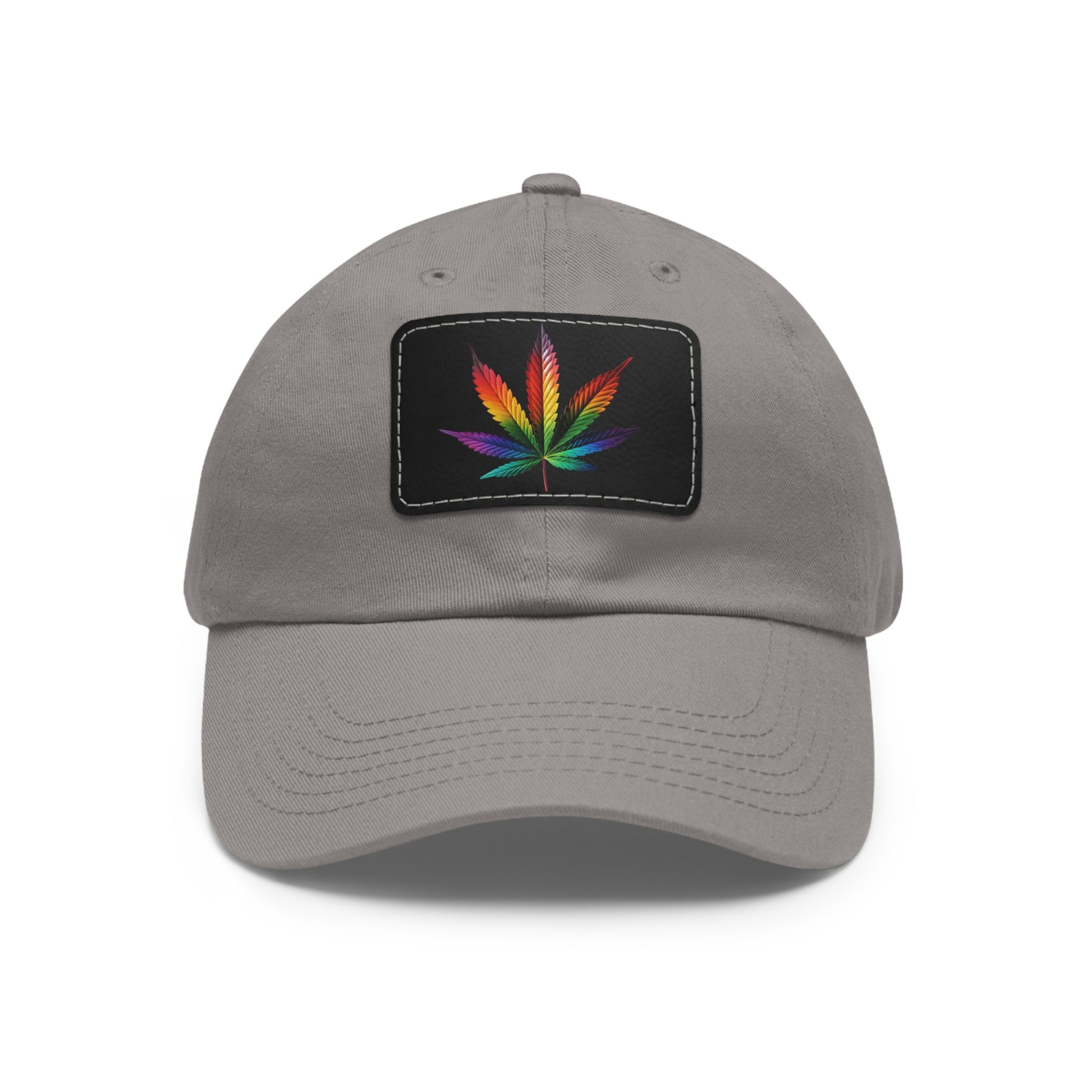 Colorful Leaf Dad Hat with Leather Patch, Trendy Cap for Dads, Casual Outdoor Hat, Birthday Gift for Him, Adjustable Summer Hat