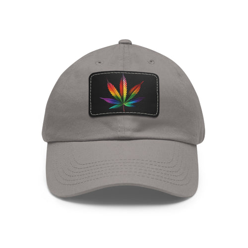 Colorful Leaf Dad Hat with Leather Patch, Trendy Cap for Dads, Casual Outdoor Hat, Birthday Gift for Him, Adjustable Summer Hat