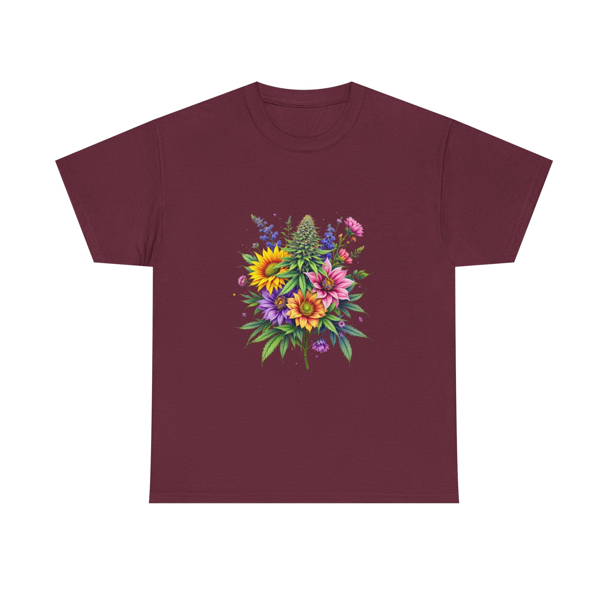 Floral Unisex Heavy Cotton Tee, Gift for Her, Casual Wear, Summer Fashion, Vibrant Design, Nature Lover