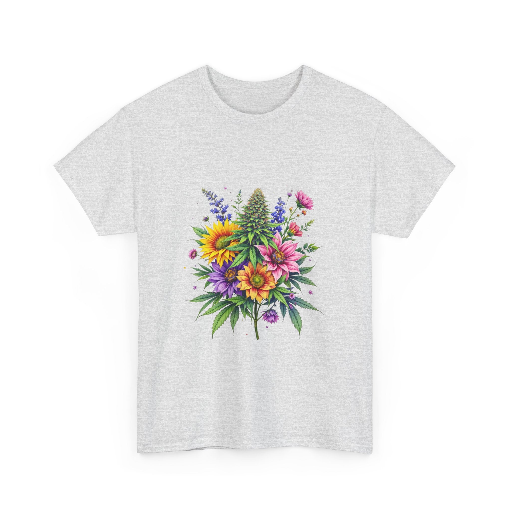 Floral Unisex Heavy Cotton Tee, Gift for Her, Casual Wear, Summer Fashion, Vibrant Design, Nature Lover