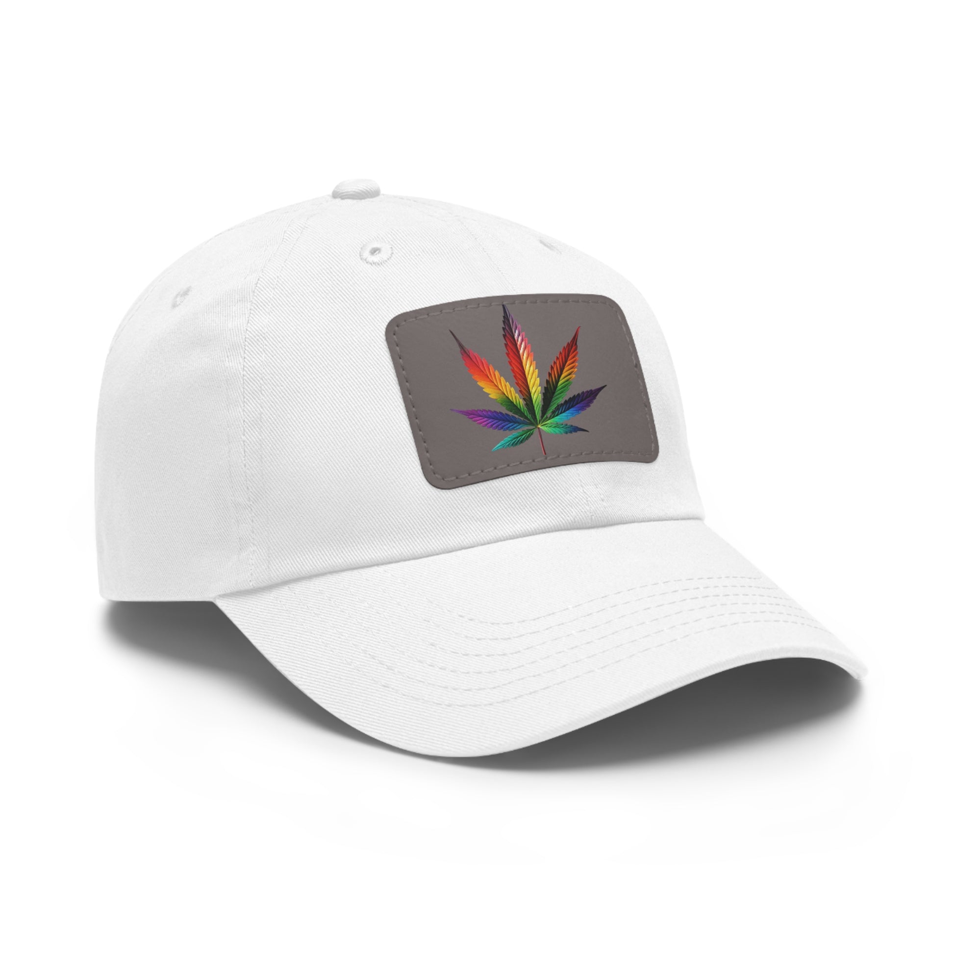 Colorful Leaf Dad Hat with Leather Patch, Trendy Cap for Dads, Casual Outdoor Hat, Birthday Gift for Him, Adjustable Summer Hat
