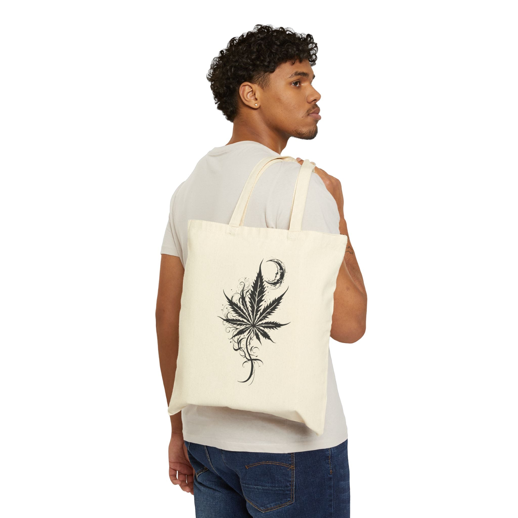 Bohemian Cannabis Tote Bag | Eco-Friendly Shopper, Gift for Herb Lovers, Reusable Grocery Bag, Festival Accessory, Botanical Art