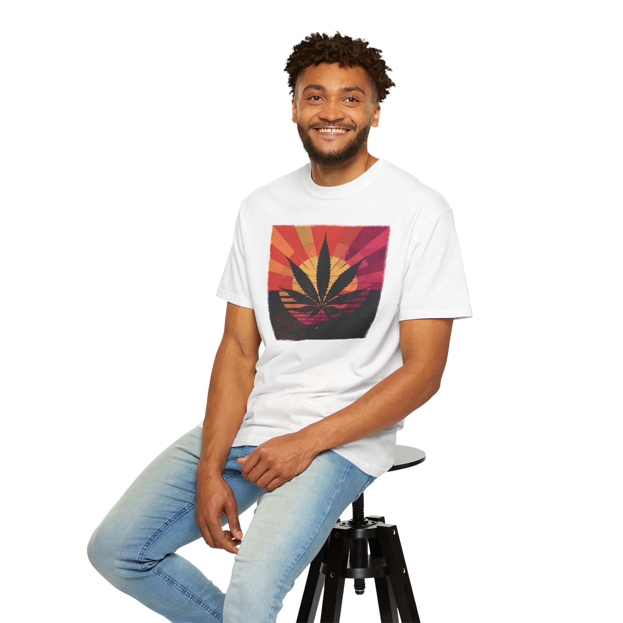 Sunset Cannabis Unisex T-Shirt, Cool Summer Tee, Gift for 420 Enthusiasts, Relaxed Fit, Casual Wear, Festival Outfit