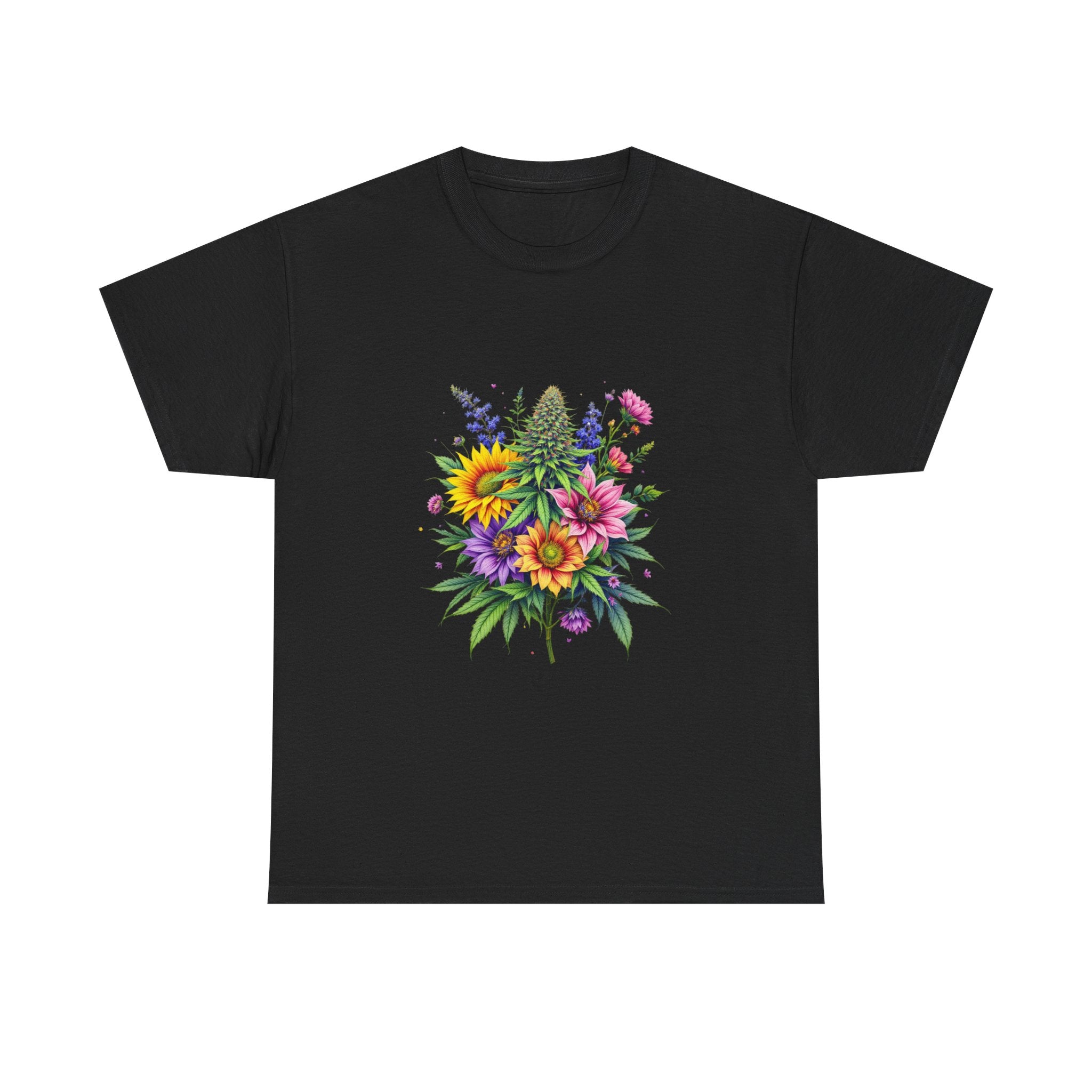 Floral Unisex Heavy Cotton Tee, Gift for Her, Casual Wear, Summer Fashion, Vibrant Design, Nature Lover